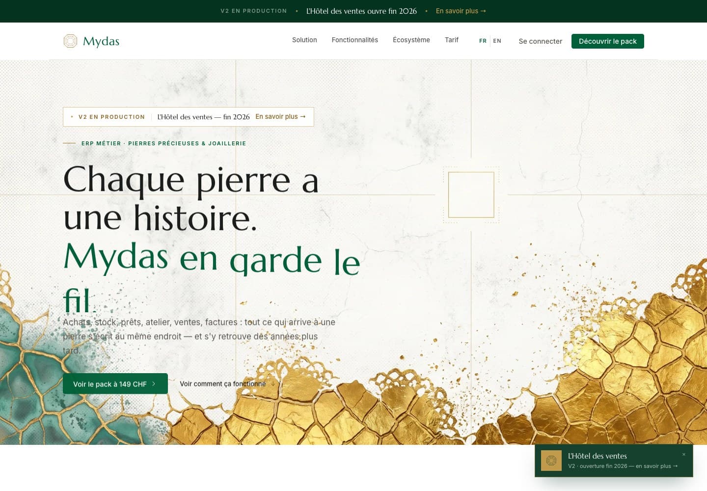 Aperçu du site Mydas.tech